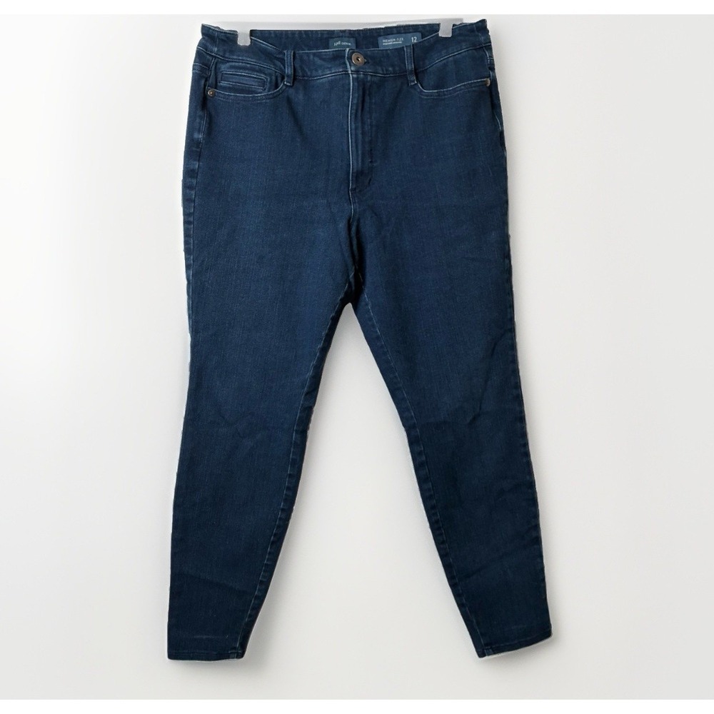 J. JIll Denim Premium Flex High Rise Leggings Jeans Sz 12 Zip Dark Wash
